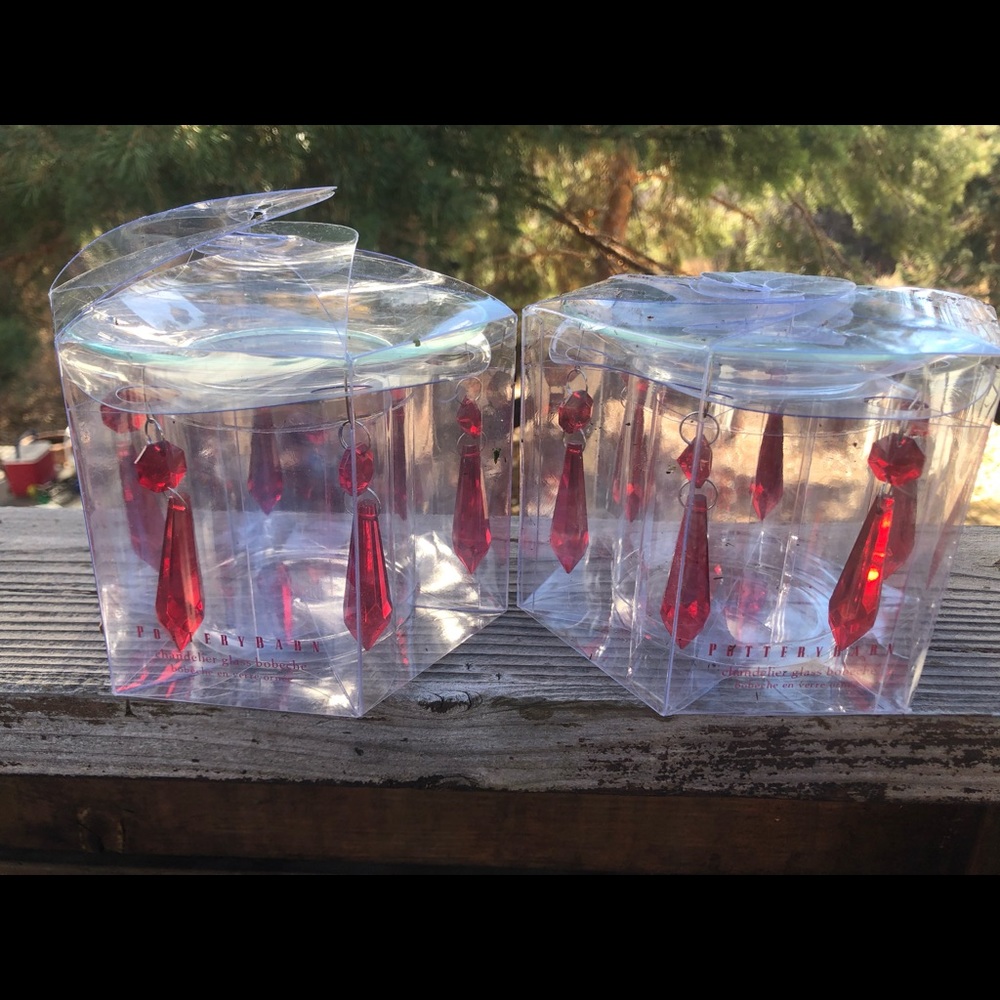 COPY - Pottery Barn set of 2 red crystal bobeche